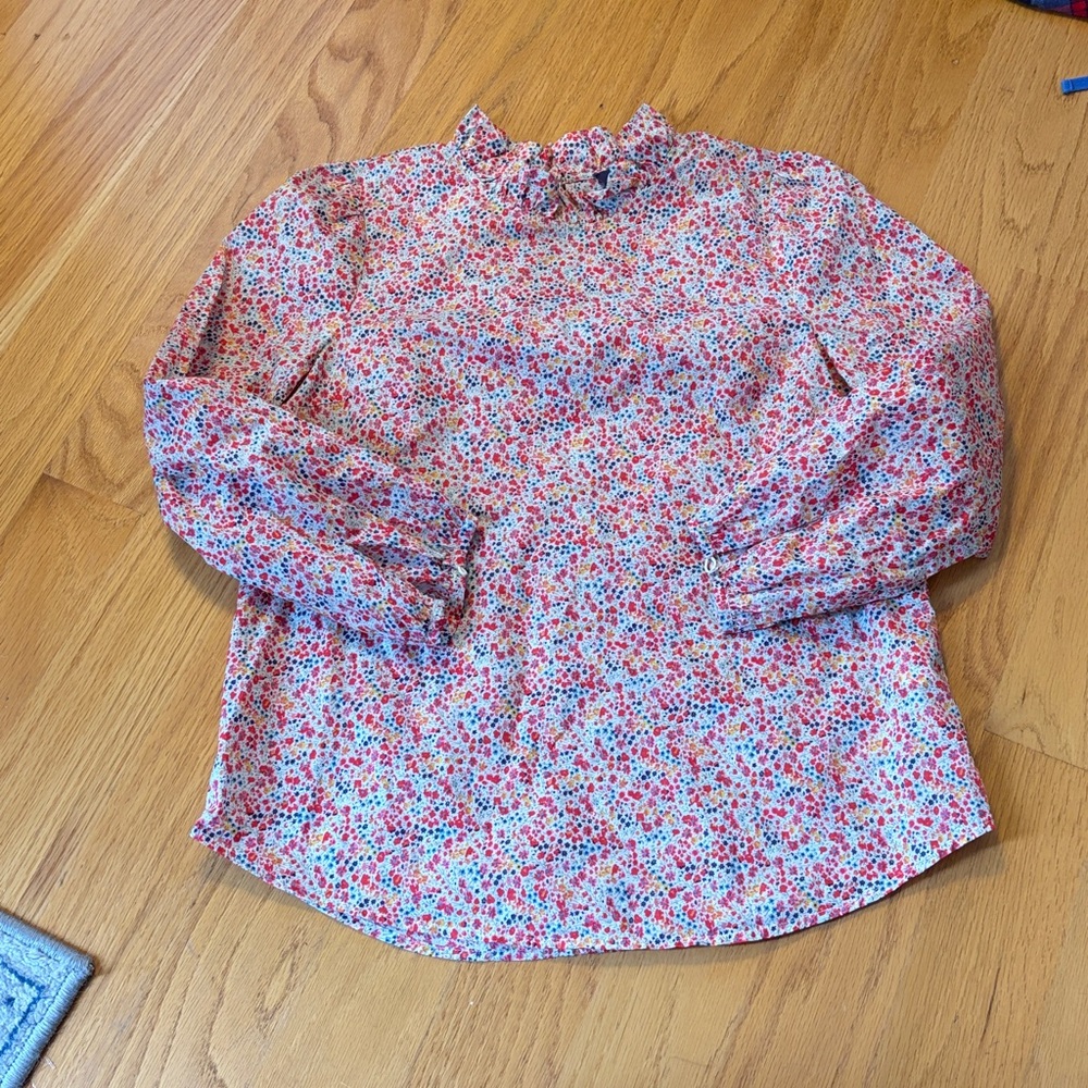 J.Crew long sleeve ruffleneck top in liberty Phoebe floral size XS